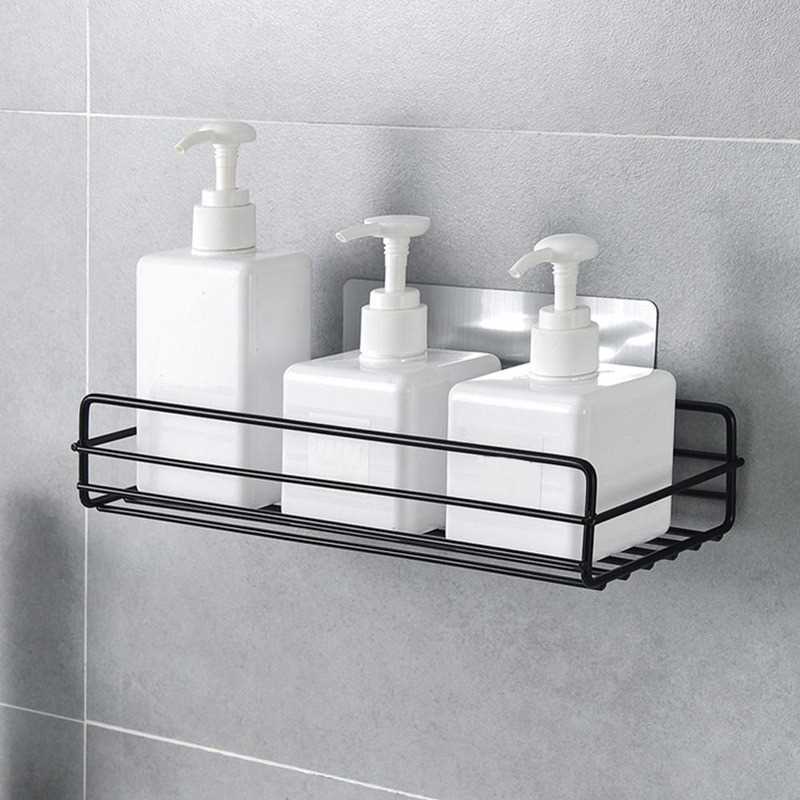 1/2 pcs Iron Bathroom Shelf Wall Mount No Drilling shower ro - 图1