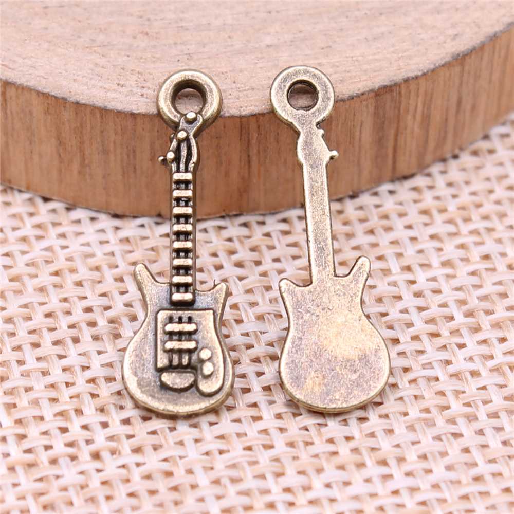 WYSIWYG 20pcs 24x7mm Antique Silver Color Guitar Charms Pend - 图3