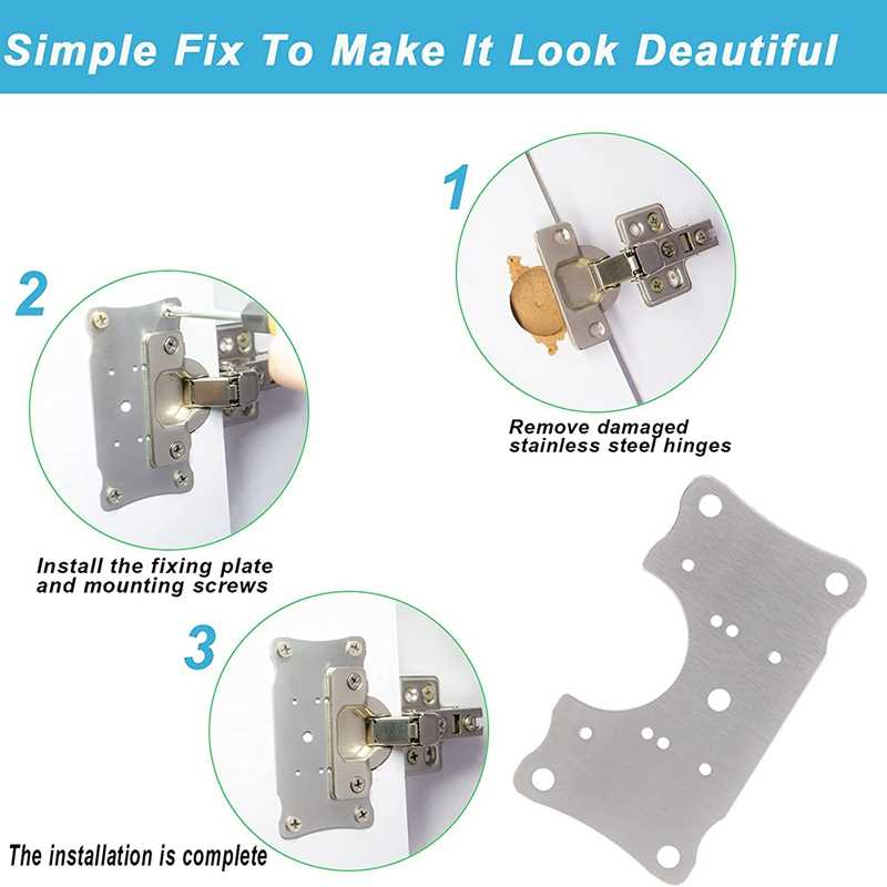 6Pcs Hinge Repair Plate Brackets,Cabinet Hinge Repair Plate - 图1