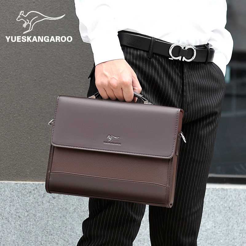 Male Handbags Pu Leather Men's Tote Briefcase Busine - 图0