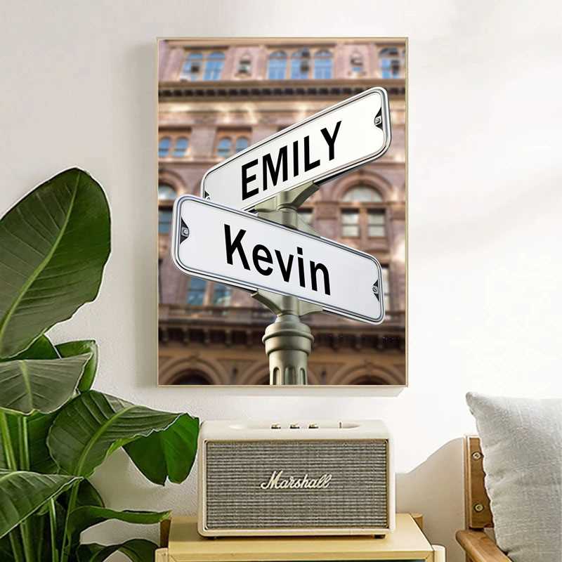 Custom Painting Intersection Set Sign 6 Names Anniversary W - 图1