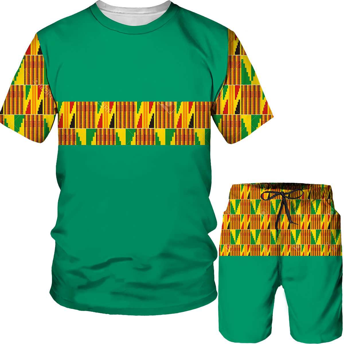 ny 3D Print African Dashiki Men T Shirt Shorts Men's Tra - 图0