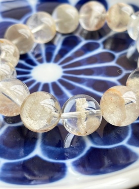 巴西老料白幽灵聚宝盘水晶珠串