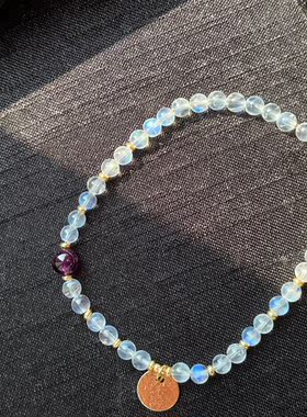 印度料彩光月光石原创水晶手链