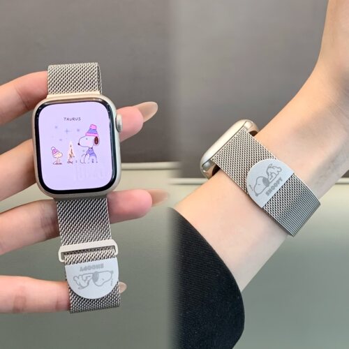 适用苹果手表iwatch10/s11表带可爱史努比米兰金属磁吸applewatch - 图1