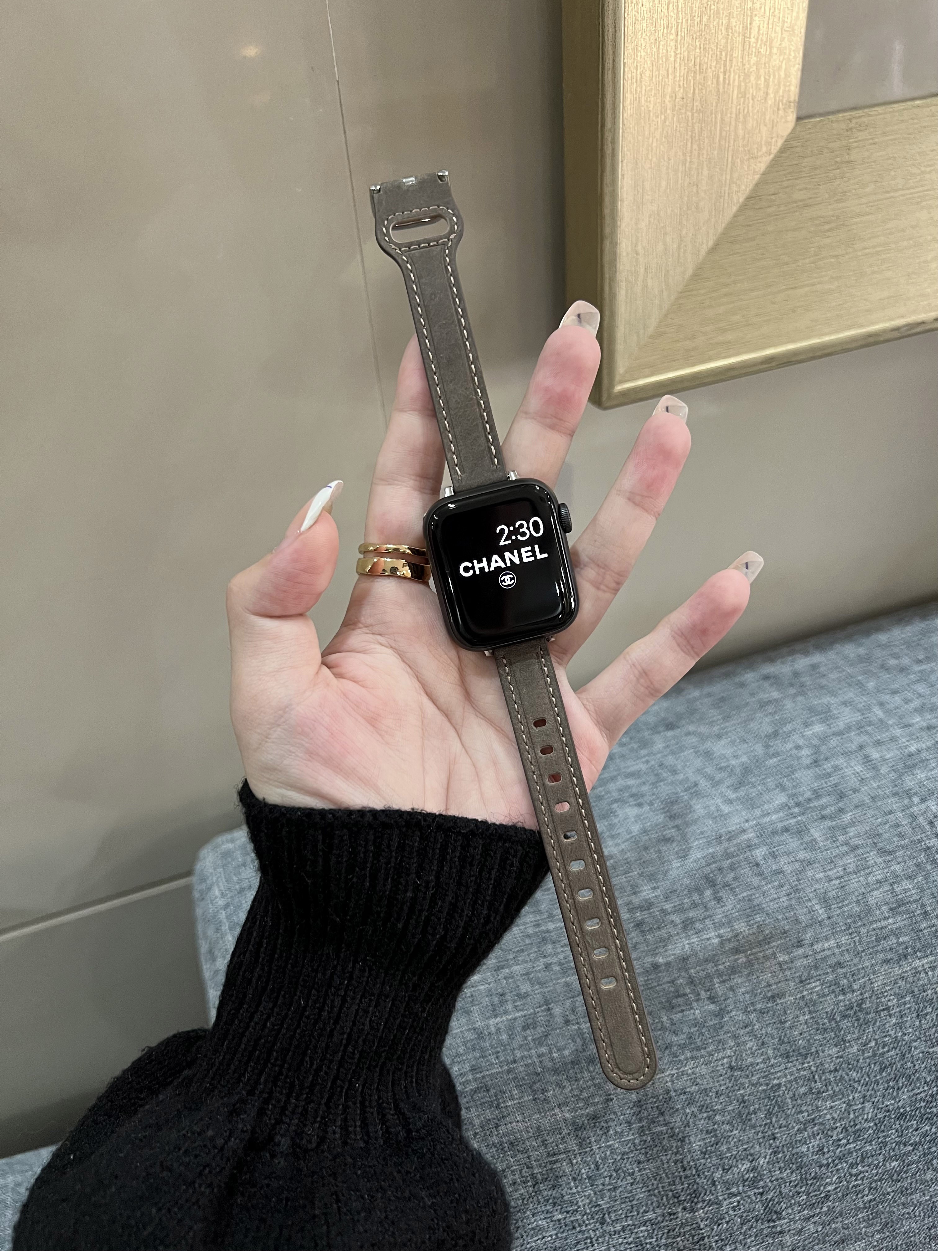 秋冬细款小蛮腰复古真皮适用iwatch7苹果表带applewatch654321se - 图3