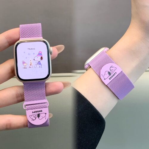适用苹果手表iwatch10/s11表带可爱史努比米兰金属磁吸applewatch - 图2