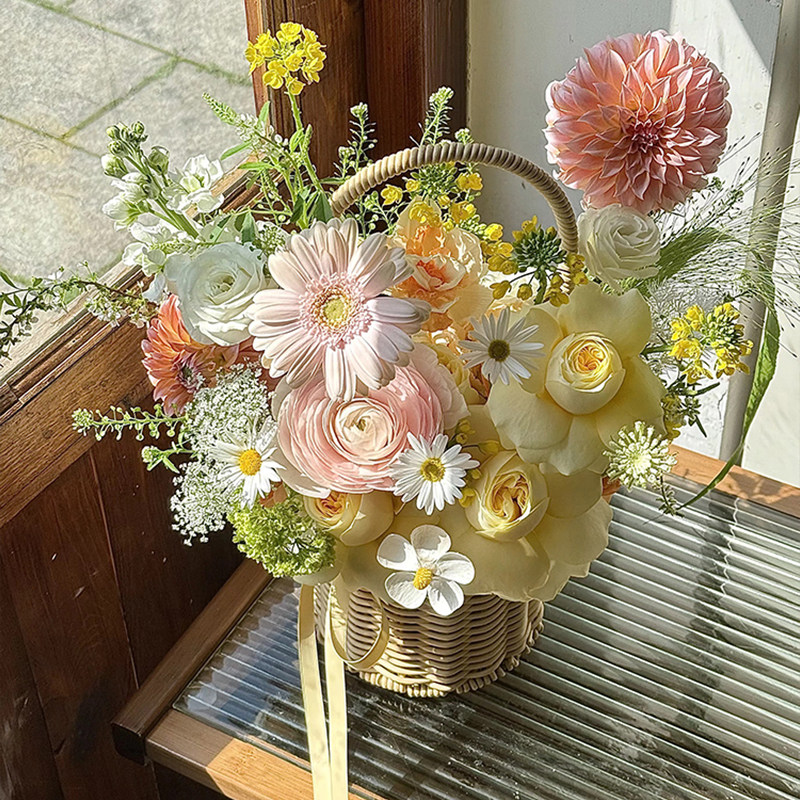 春天母亲节藤编鲜花手提花篮高级感妈妈节牛皮盒花束奶茶礼盒贺卡,淘宝优惠券,粉丝福利购,淘宝优惠卷