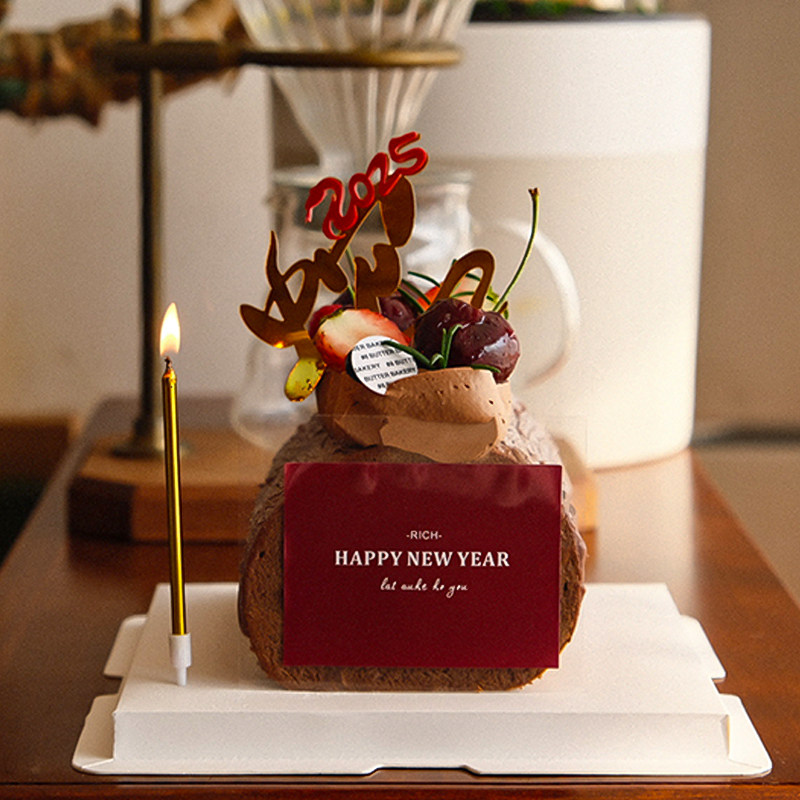 2025蛇年新春除夕毛巾卷蛋糕装饰草莓树桩面包卷新年贴亚克力插件,淘宝优惠券,粉丝福利购,淘宝优惠卷