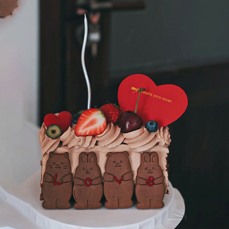 2.14情人节抱抱熊兔饼干蛋糕装饰爱心印花情侣表白水果甜品送女友,淘宝优惠券,粉丝福利购,淘宝优惠卷