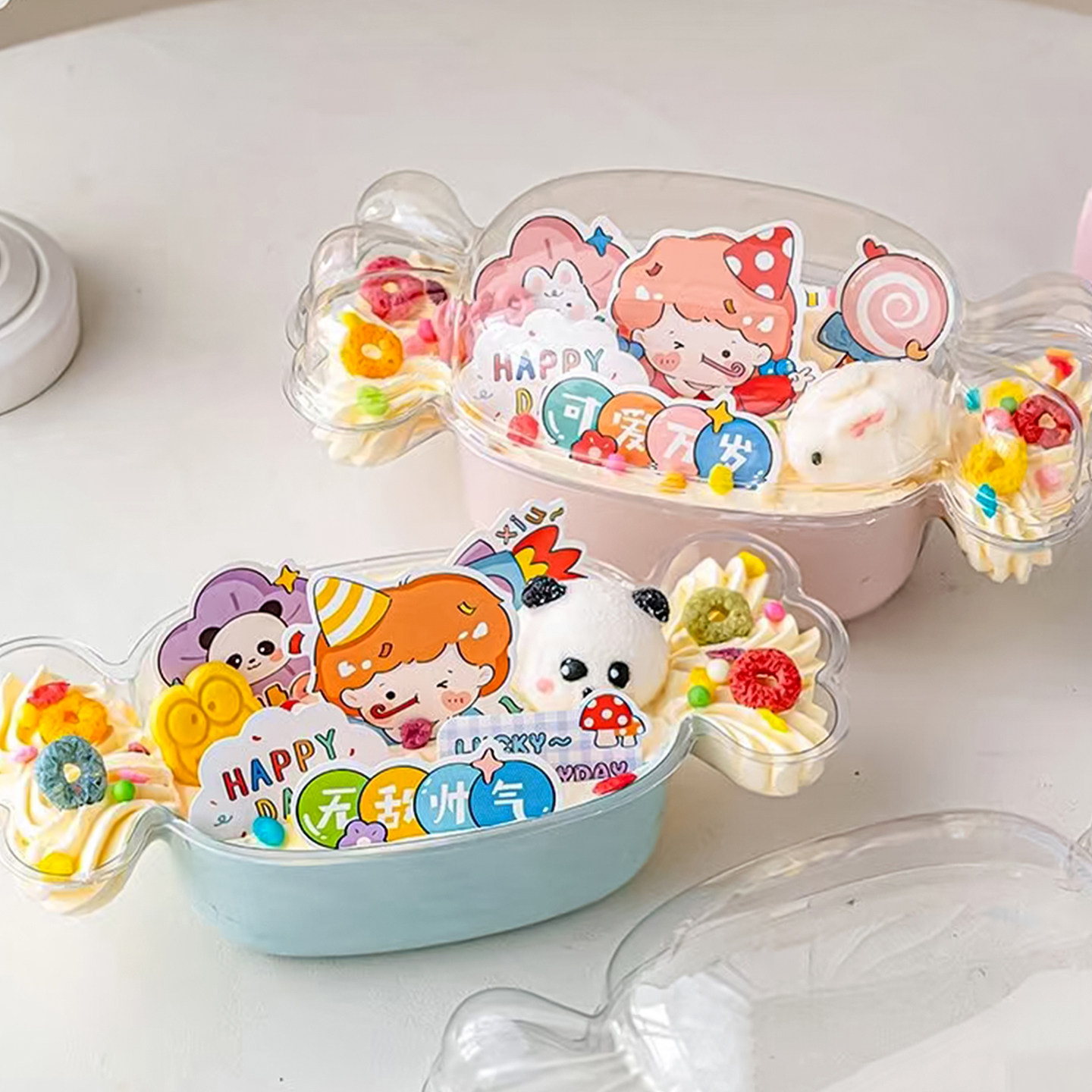 卡通61儿童节糖果礼盒蛋糕装饰透明吸塑盒男孩女孩插牌软糖棉花糖,淘宝优惠券,粉丝福利购,淘宝优惠卷