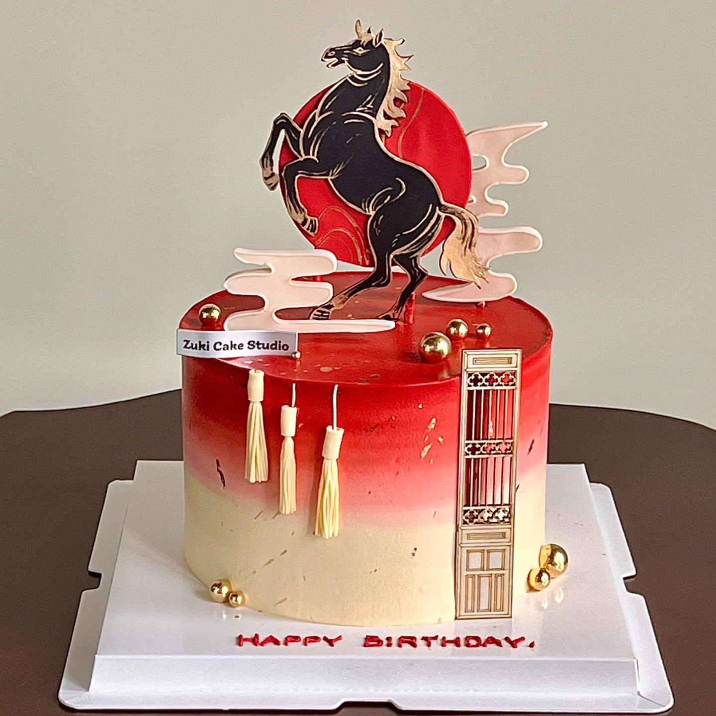 中式高级感朝阳奔腾骏马男士生日蛋糕装饰新年马年氛围感屏风装饰,淘宝优惠券,粉丝福利购,淘宝优惠卷