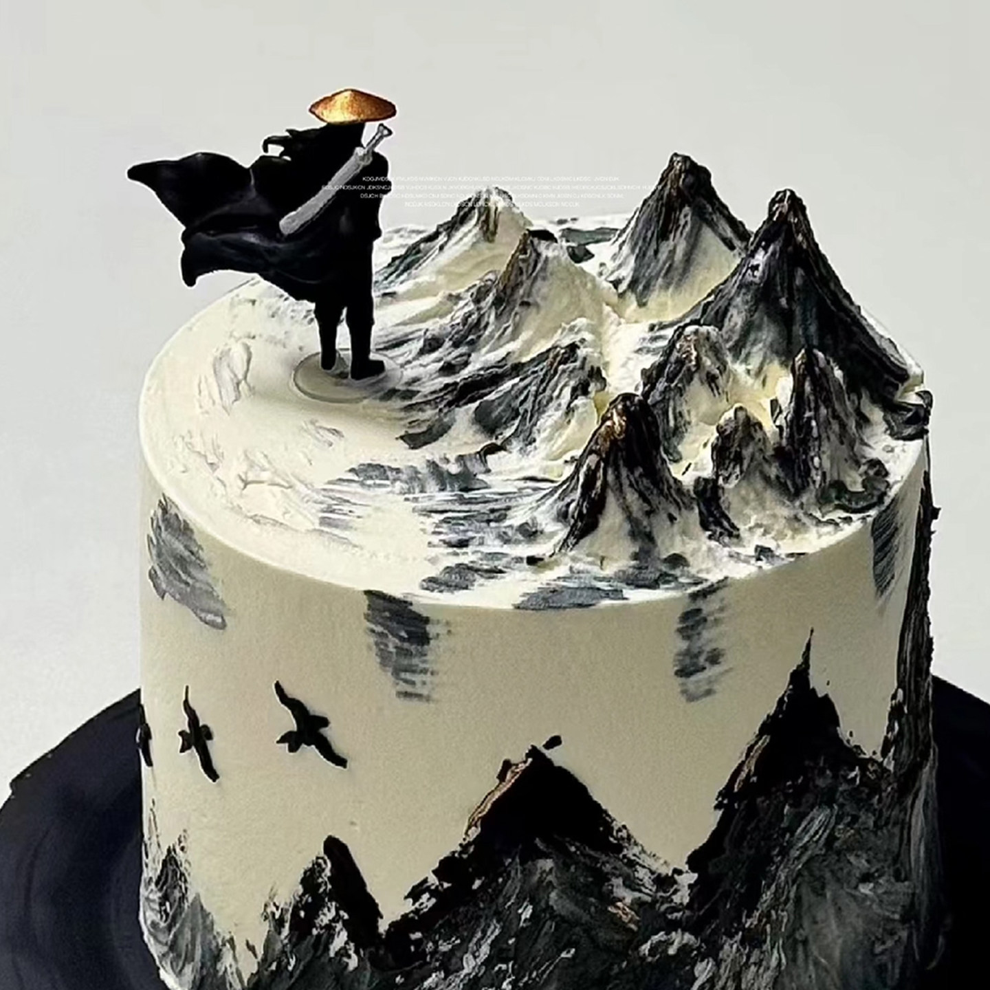 国风水墨系大侠剑客武侠蛋糕装饰男士生日裱花山水微景观甜品摆件,淘宝优惠券,粉丝福利购,淘宝优惠卷