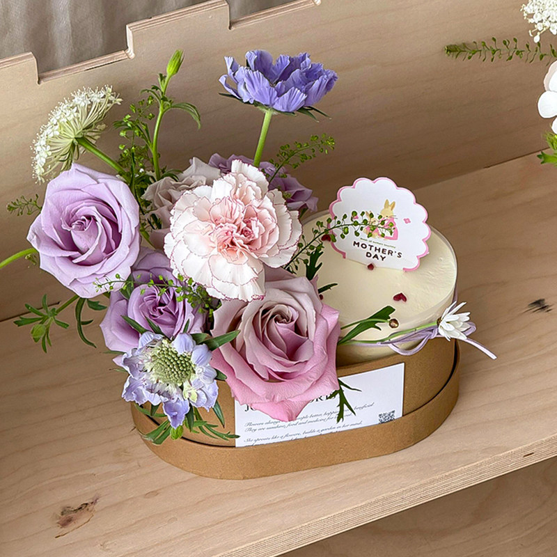 2025母亲节鲜花礼盒蛋糕装饰纸质椭圆形花盒妈妈节日伴手礼包装盒,淘宝优惠券,粉丝福利购,淘宝优惠卷