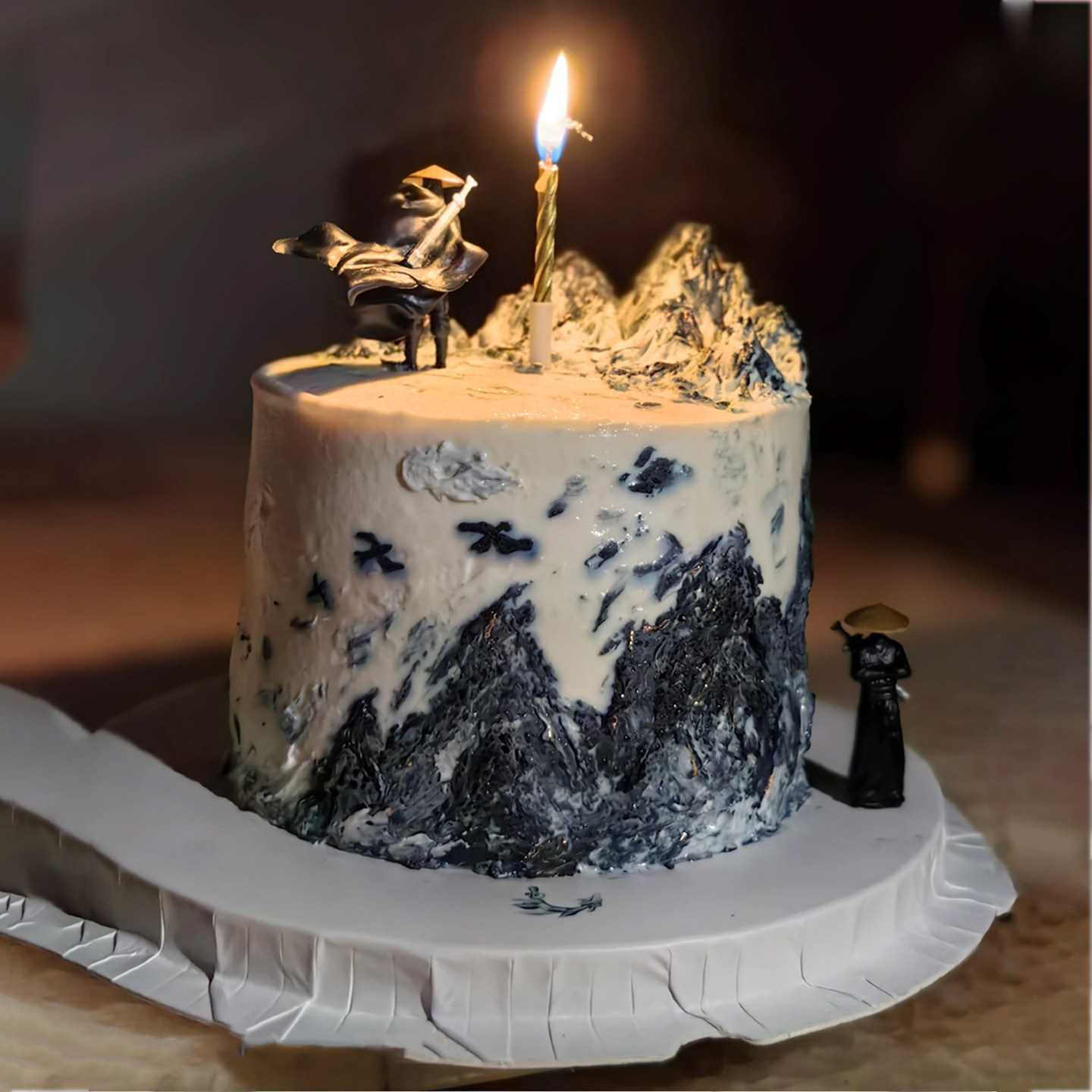 国风水墨系大侠剑客武侠蛋糕装饰男士生日裱花山水微景观甜品摆件,淘宝优惠券,粉丝福利购,淘宝优惠卷