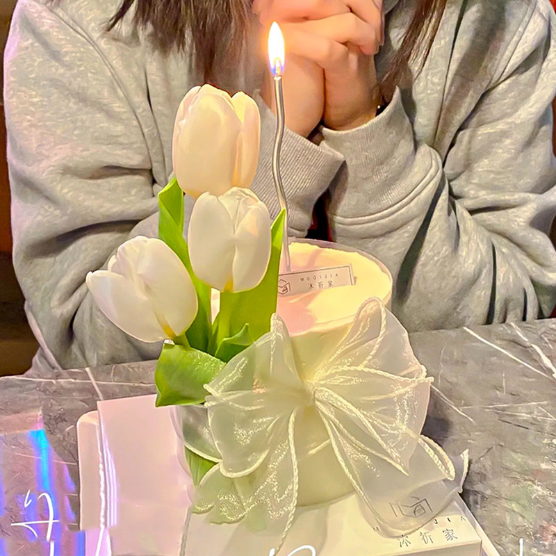 3.8女神节小清新白色郁金香蛋糕装饰纯色女王节日甜品蝴蝶结丝带,淘宝优惠券,粉丝福利购,淘宝优惠卷