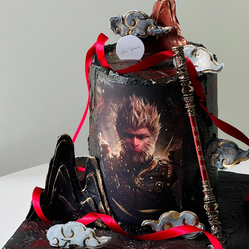 爆款黑神话悟空游戏蛋糕装饰经典手绘糯米纸孙悟空如意金箍棒摆件,淘宝优惠券,粉丝福利购,淘宝优惠卷