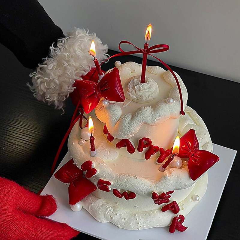 2025新年元旦跨年简约风蛋糕装饰立体蝴蝶结DIY丝带铅笔蜡烛插件,淘宝优惠券,粉丝福利购,淘宝优惠卷