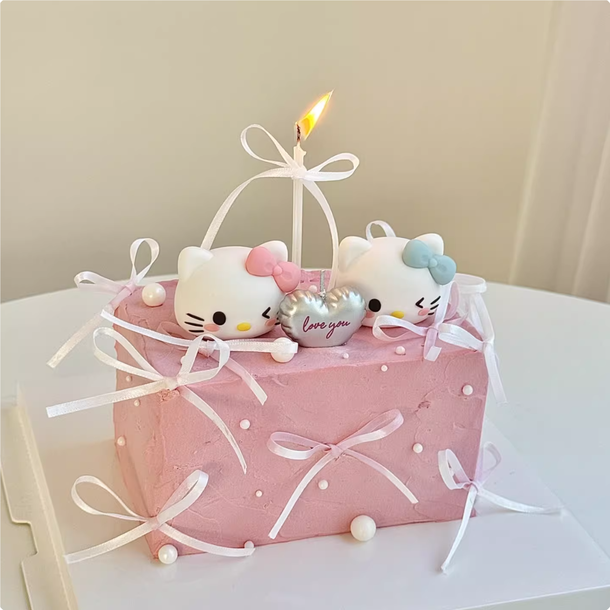 浪漫2.14情人节情侣KT猫蛋糕装饰蝴蝶结猫头DIY丝带气球爱心蜡烛,淘宝优惠券,粉丝福利购,淘宝优惠卷