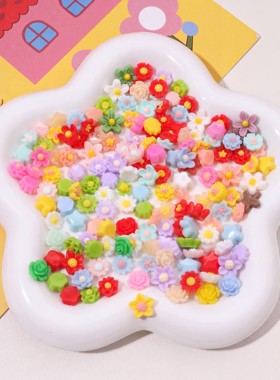 6mm树脂无孔小花贴片DIY发饰配件
