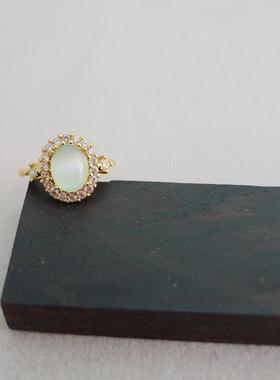 76B-42开口可调节仿玉髓镀925镶钻水滴女士戒指原始内径1.7CM