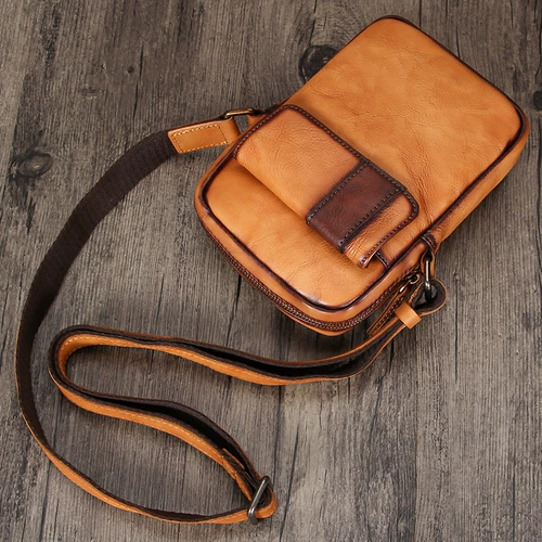 Ретро мужская барсетка, кожаная небольшая сумка, сумка через плечо, сумка на одно плечо, воловья кожа, из натуральной кожи