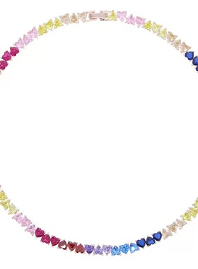 出口余小众多爪多巴胺简约ins超闪彩色锆石女桃心爱心项链