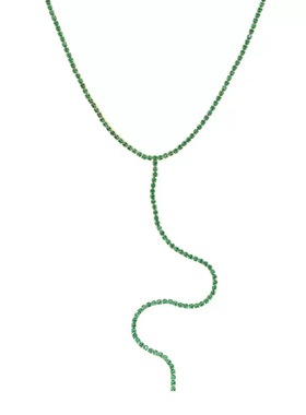 轻奢祖母绿爱心吊坠项链女长款Y字百搭锁骨链高级感长款项链