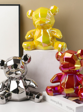 新款陶瓷坐姿暴力熊卡通可爱摆件