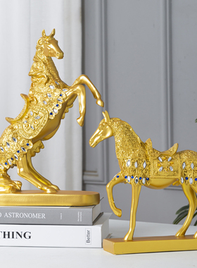 树脂欧式客厅办公室马到成功摆件