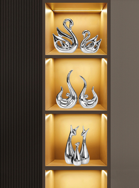 镀银陶瓷摆件现代轻奢风格