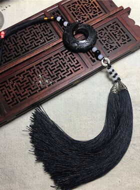 墨绿复古玉佩流苏穗子汉服