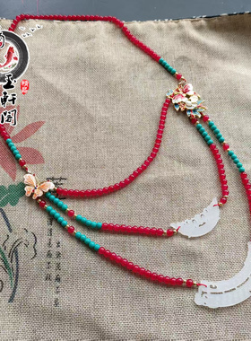 古风汉服马面红色项链敦煌仿玉璜璎珞玉石国风秦汉配饰战国宿命
