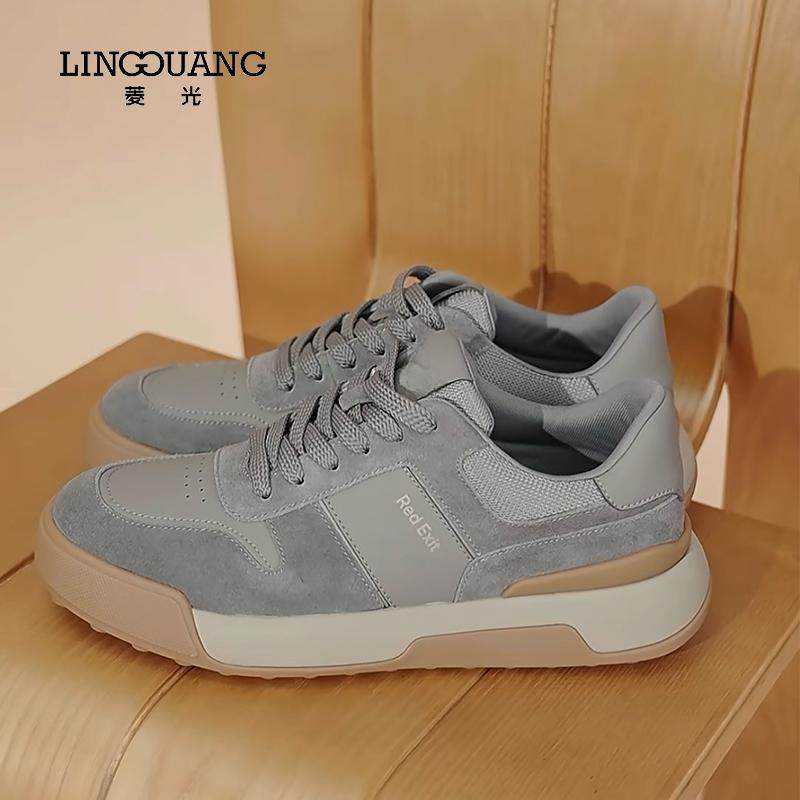 菱光2024秋季新款纯皮小白鞋厚底男士轻便登山鞋休闲鞋A43SD908,淘宝优惠券,粉丝福利购,淘宝优惠卷