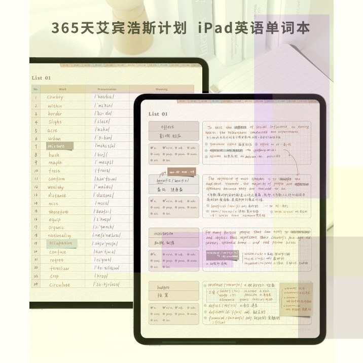 【小熊猫】英语单词365天艾宾浩斯计划本ipad手帐模板goodnotes/n - 图1