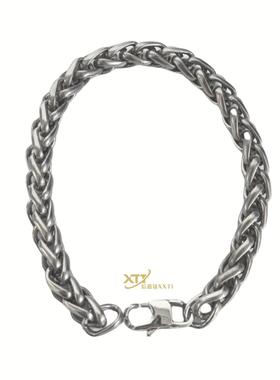 999纯钛4/7mm复古花篮链项链麦穗个性男女毛衣链嘻哈百搭潮爆款