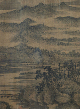 五代董源夏山图山水画挂画卷轴