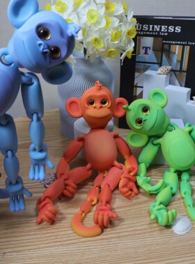 新款创意3D打印生肖猴玩具礼物手办模型关节可动仿真动物玩偶摆件
