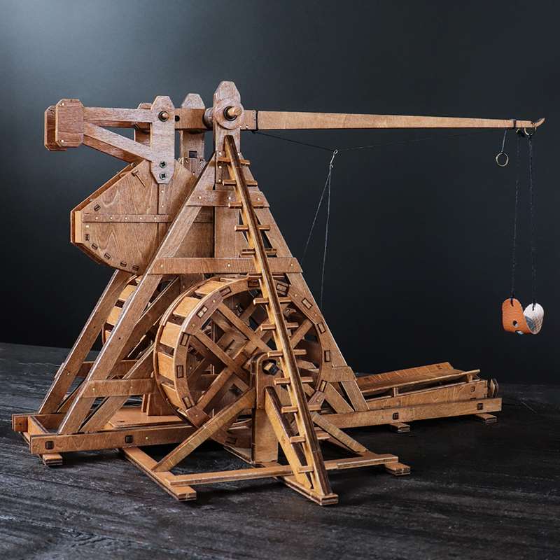 高档转轮配重式投石机成品拼装模型欧洲古战车复古男孩玩具礼物摆 - 图0