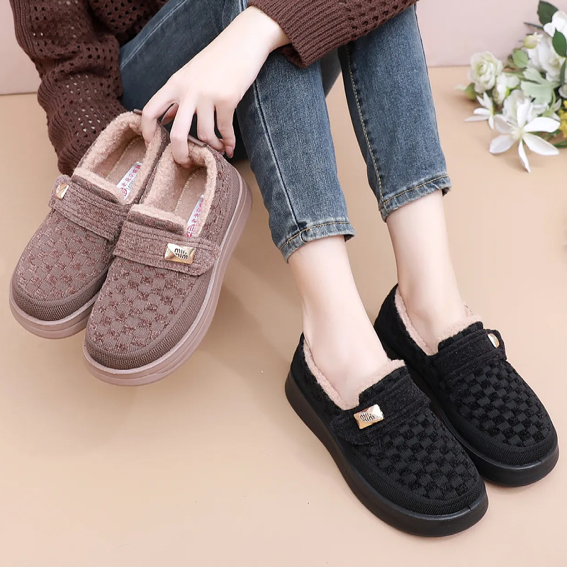 厚底秋冬季老北京布鞋女加绒保暖一脚蹬懒人鞋平底防滑妈妈鞋棉鞋,淘宝优惠券,粉丝福利购,淘宝优惠卷