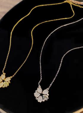 一款多戴磁吸花朵钛钢项链女ins