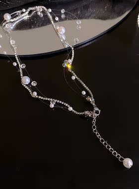 轻奢小众简约双层珍珠项链女超闪