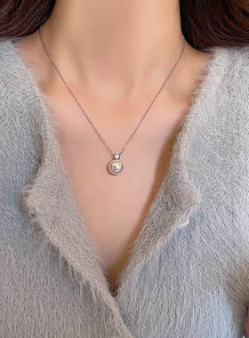 单颗灰珍珠项链女轻奢小众简约冷