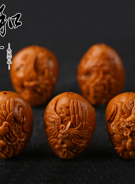 大籽浮雕龙生九子手串橄榄胡
