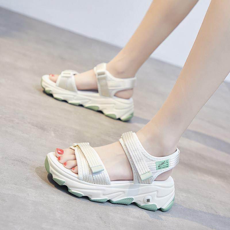 香港网红运动凉鞋女2025新款春秋厚底老爹松糕鞋百搭魔术贴沙,淘宝优惠券,粉丝福利购,淘宝优惠卷