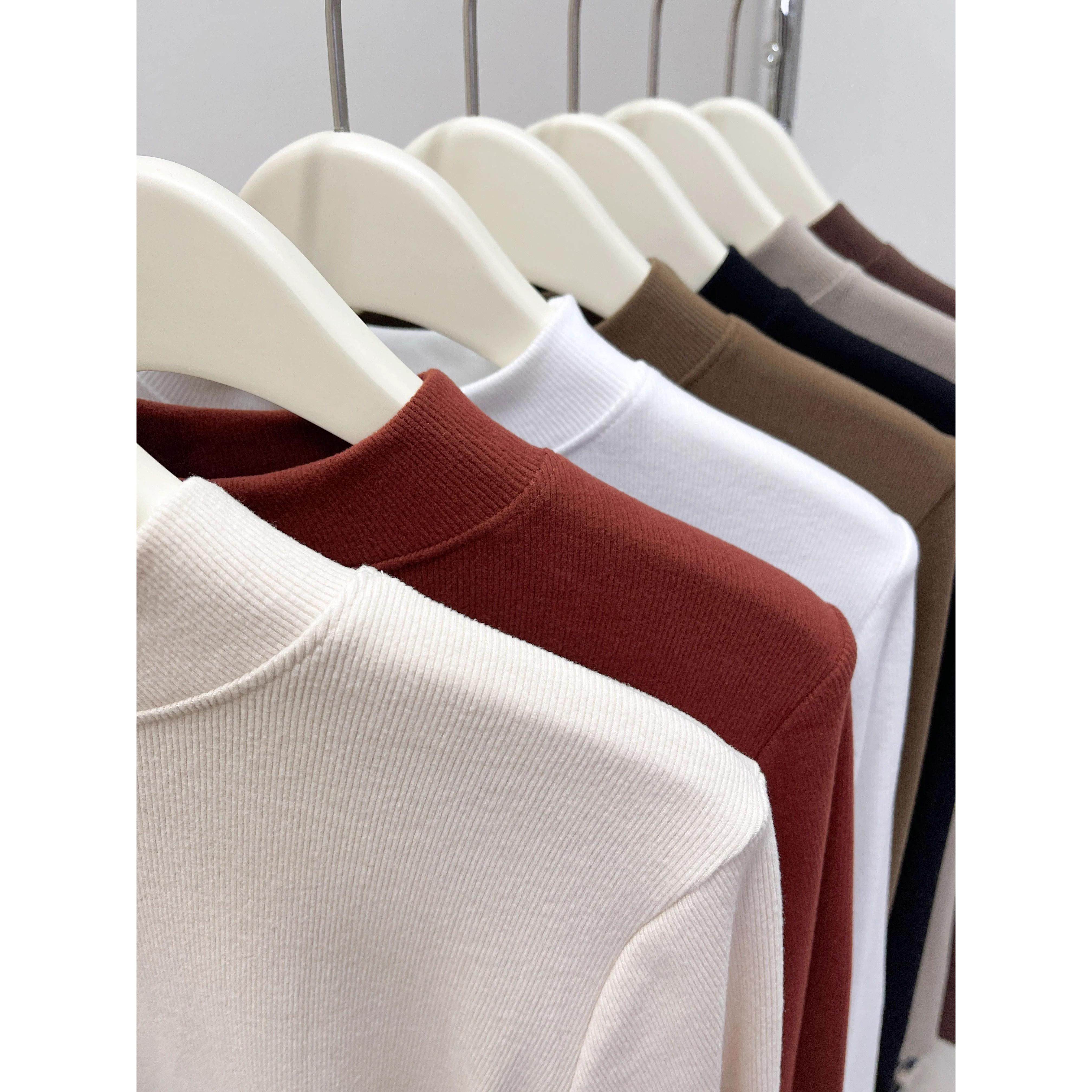 法式半高领磨毛打底衫女士秋冬新款内搭修身显瘦气质t恤保暖上衣,淘宝优惠券,粉丝福利购,淘宝优惠卷