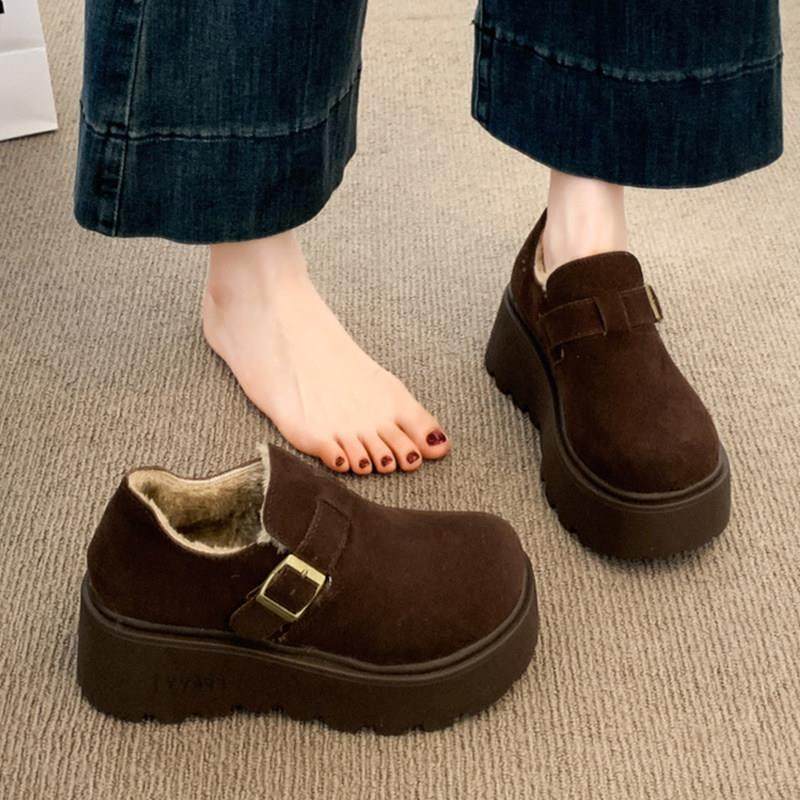 英国真皮松糕勃肯鞋女2025新款秋冬季加绒雪地靴一脚蹬增高乐福鞋,淘宝优惠券,粉丝福利购,淘宝优惠卷