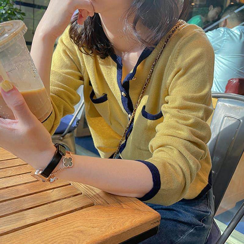 法国Rixo Rane巨舒适⭐高级感撞色针织开衫女小香风气质外套上衣,淘宝优惠券,粉丝福利购,淘宝优惠卷