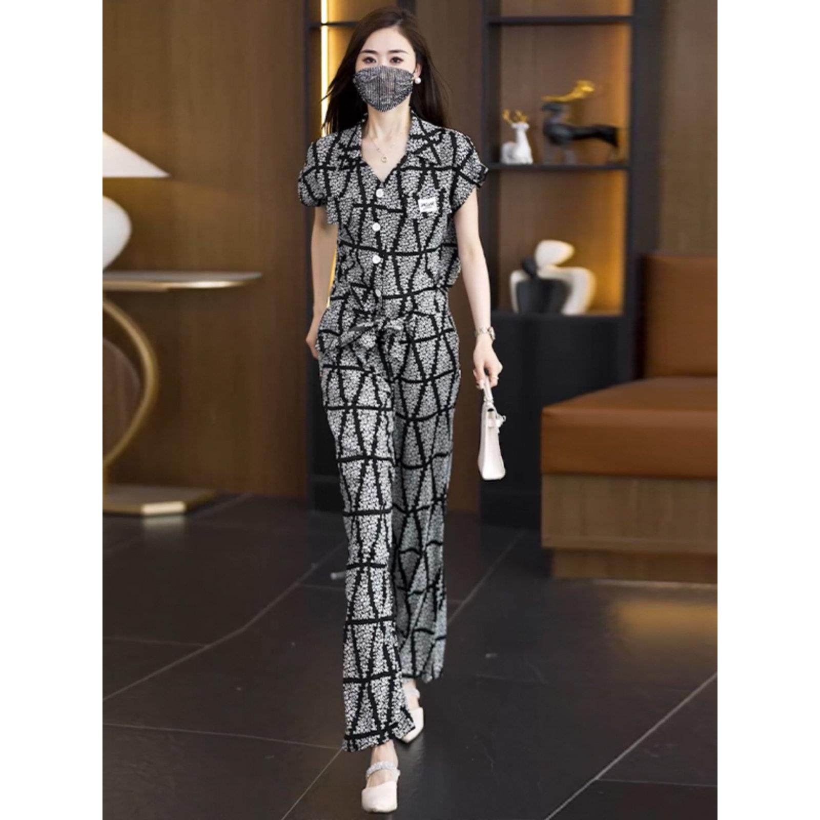 时尚休闲套装女2025夏季新款高级感减龄雪纺短袖阔腿裤运动两件套,淘宝优惠券,粉丝福利购,淘宝优惠卷