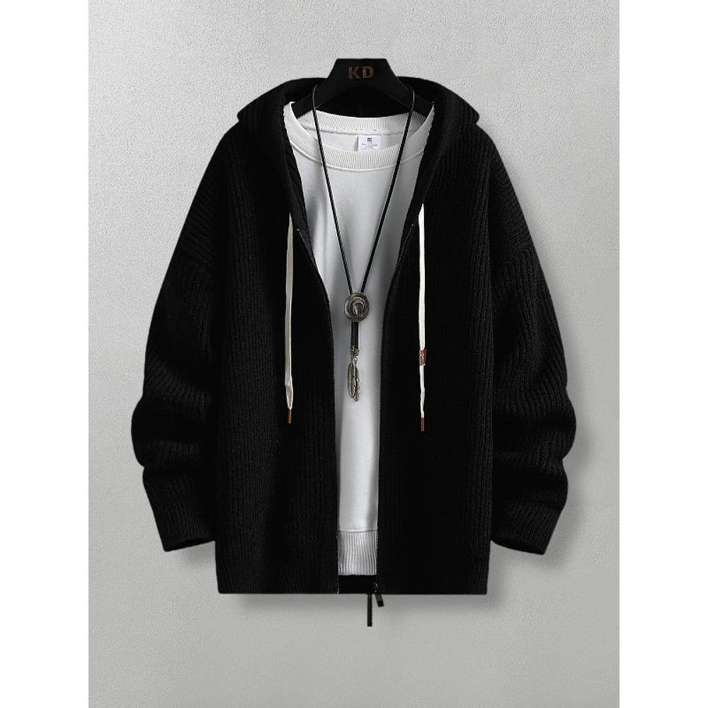 连帽针织！舒适高级感！秋日系覆古服连帽拉炼针织开衫男毛衣外套,淘宝优惠券,粉丝福利购,淘宝优惠卷